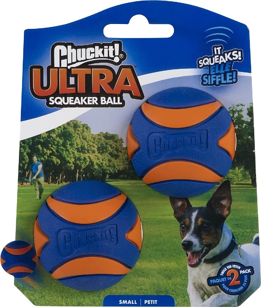 Chuckit! Ultra Squeaker Ball Dog Toy, Small (2 Inch) 2 Pack for Large Breeds Small Pack of 2 Ball