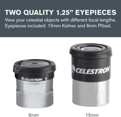 Celestron 94307 AstroMaster 8-piece Eyepiece & Filter Accessory Kit - includes two 1.25” Eyepieces, 2x Barlow Lens, Three Filters, Cleaning Cloth and Hard Case Black