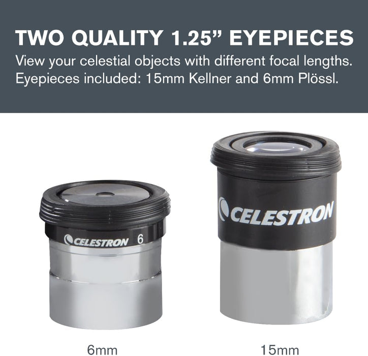 Celestron 94307 AstroMaster 8-piece Eyepiece & Filter Accessory Kit - includes two 1.25” Eyepieces, 2x Barlow Lens, Three Filters, Cleaning Cloth and Hard Case Black