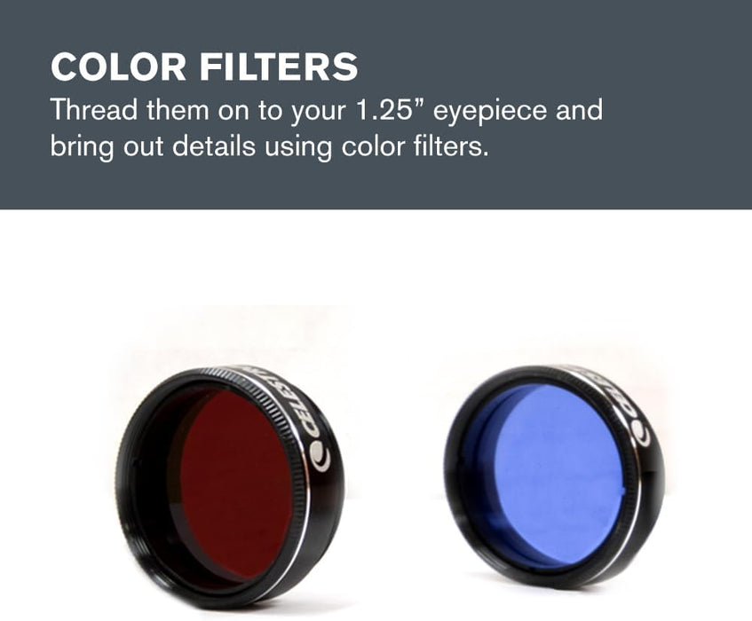 Celestron 94307 AstroMaster 8-piece Eyepiece & Filter Accessory Kit - includes two 1.25” Eyepieces, 2x Barlow Lens, Three Filters, Cleaning Cloth and Hard Case Black