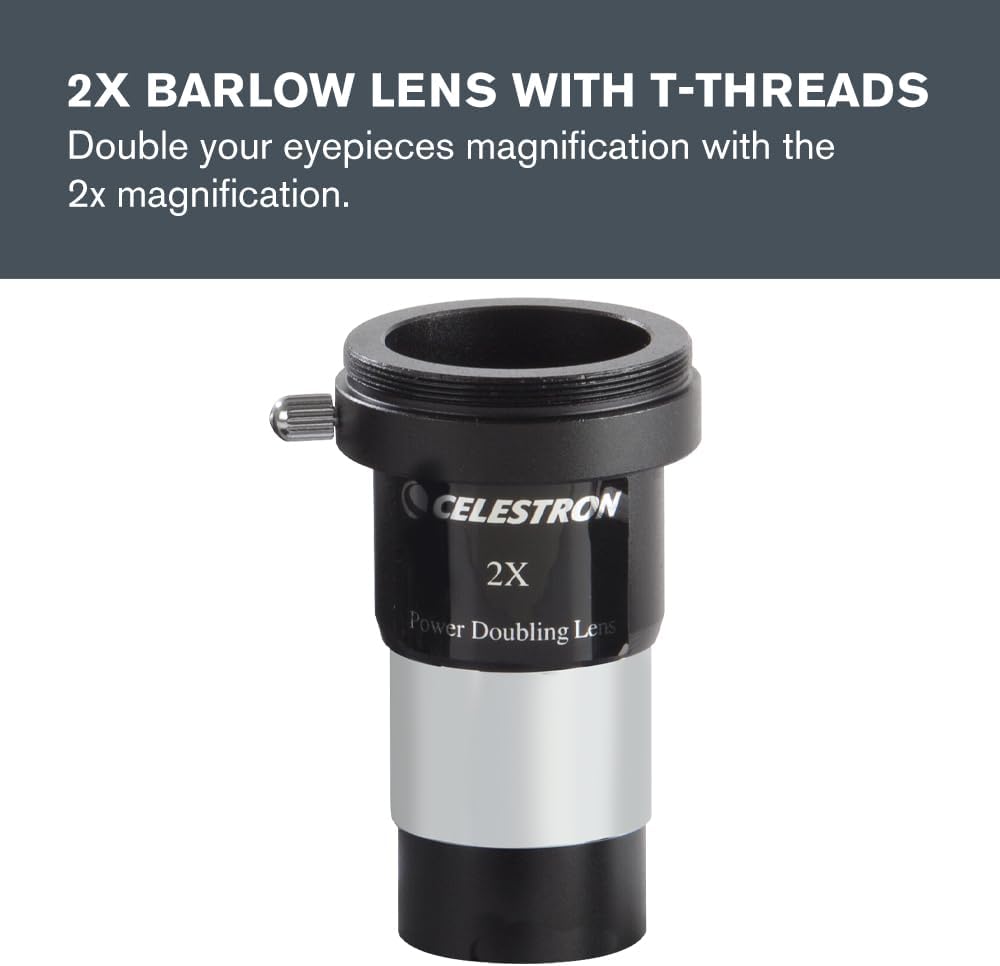 Celestron 94307 AstroMaster 8-piece Eyepiece & Filter Accessory Kit - includes two 1.25” Eyepieces, 2x Barlow Lens, Three Filters, Cleaning Cloth and Hard Case Black