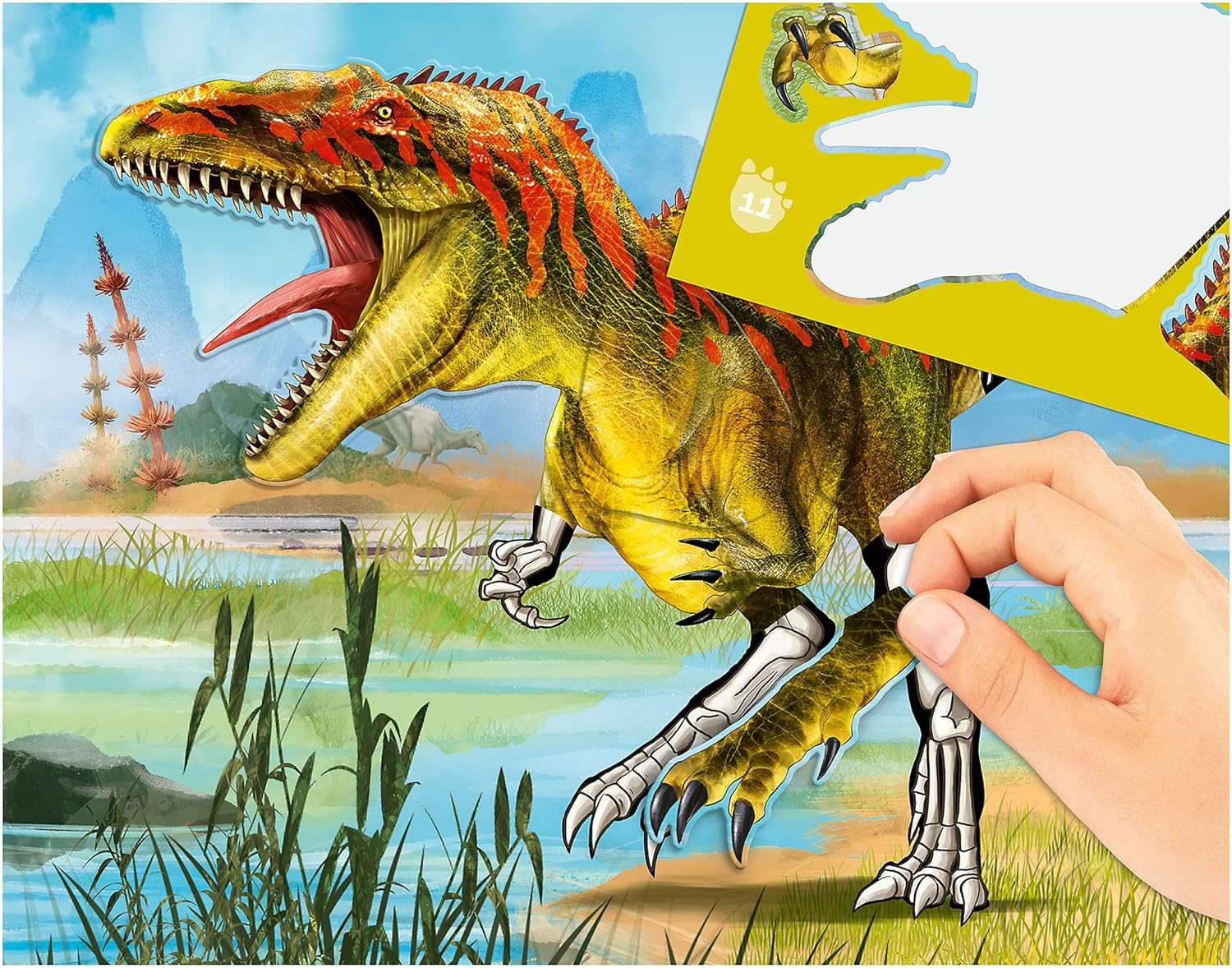Depesche 12408 Dino World Sticker Fun-Libro 24 Coloridas páginas de Fondo para diseñar tú Mismo, Incluye 250 Pegatinas, Multicolor