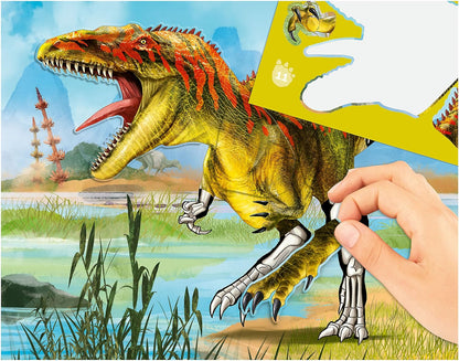 Depesche 12408 Dino World Sticker Fun-Libro 24 Coloridas páginas de Fondo para diseñar tú Mismo, Incluye 250 Pegatinas, Multicolor