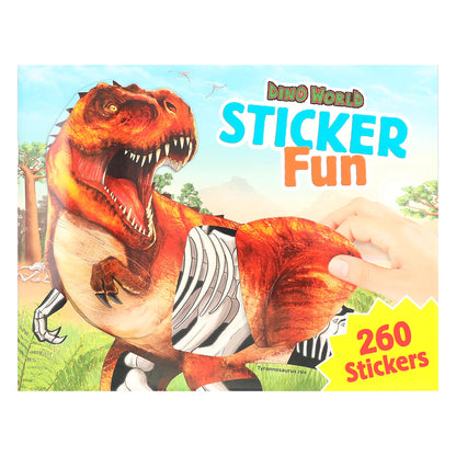 Depesche 12408 Dino World Sticker Fun-Libro 24 Coloridas páginas de Fondo para diseñar tú Mismo, Incluye 250 Pegatinas, Multicolor