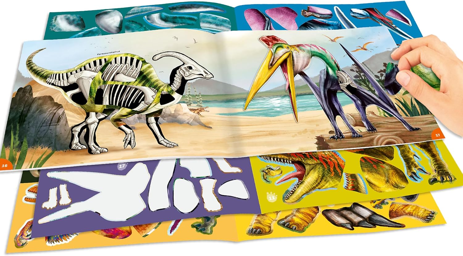 Depesche 12408 Dino World Sticker Fun-Libro 24 Coloridas páginas de Fondo para diseñar tú Mismo, Incluye 250 Pegatinas, Multicolor