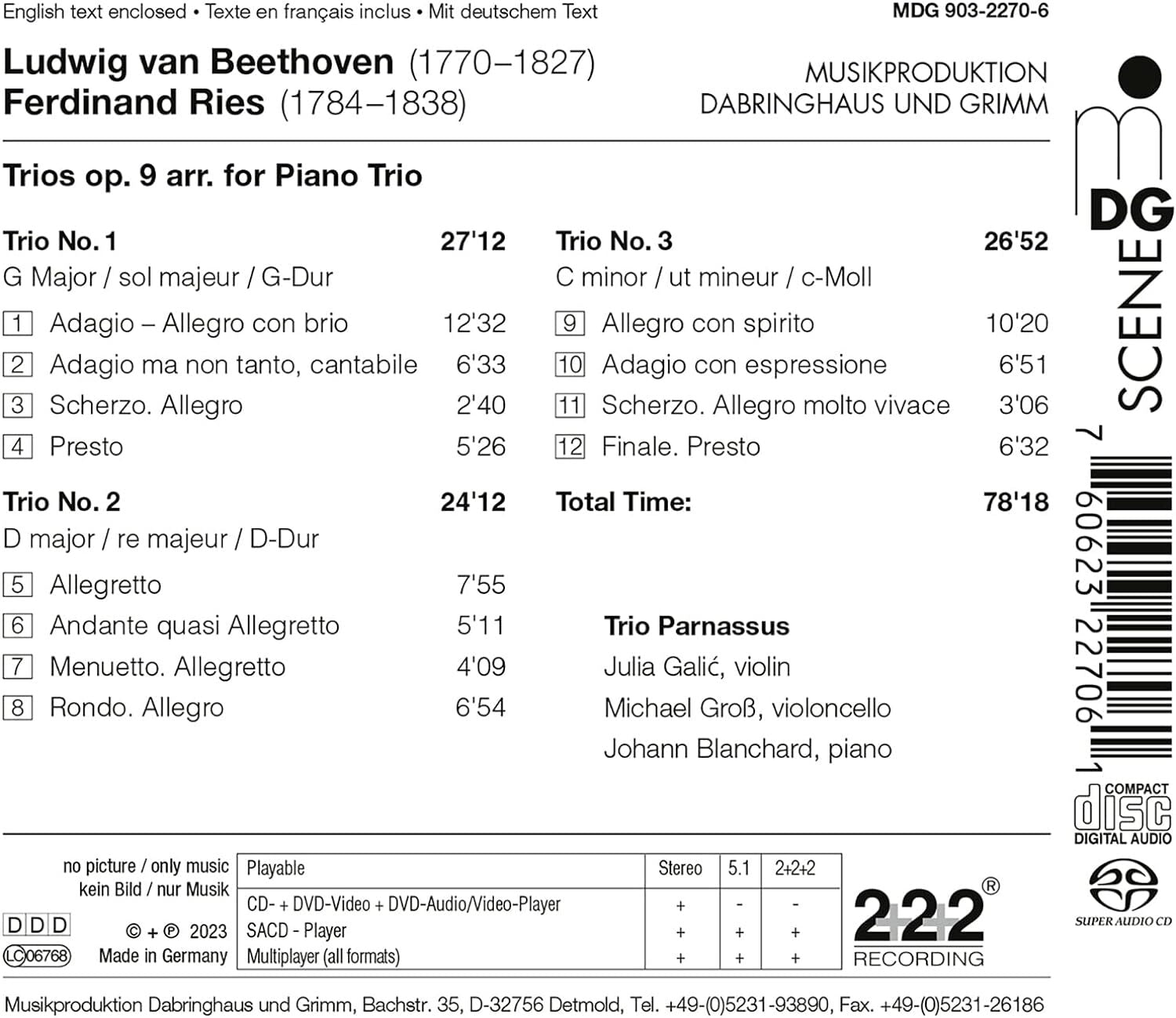 Ludwig Van Beethoven/Ferdinand Ries: Trios Op. 9