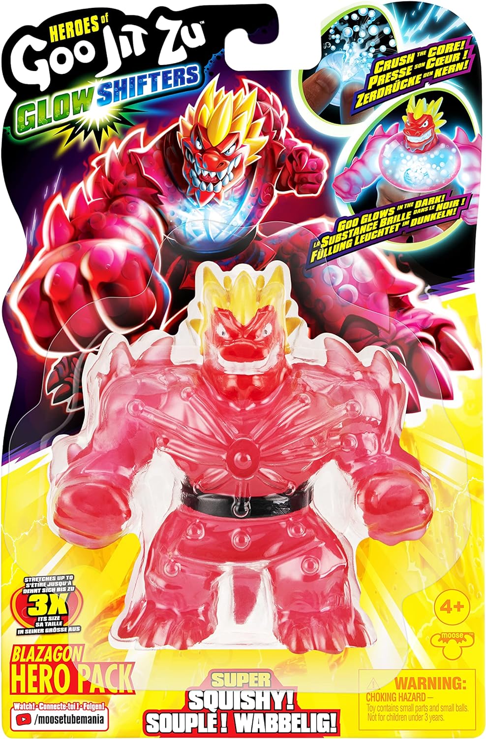 Heroes of Goo Jit Zu Glow Shifters Hero Pack. Super Squishy Blazagon Hero Pack. Goo Filled Toy with a unique Glowing Goo Transformation.