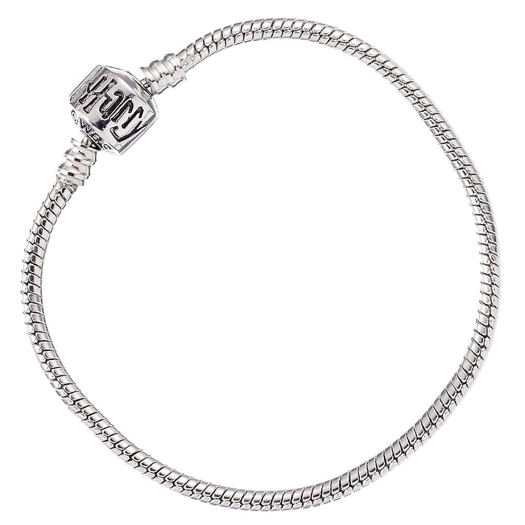 Pulsera Harry Potter de 19 cm, color plateado, de metal, en tarjeta de hornear.