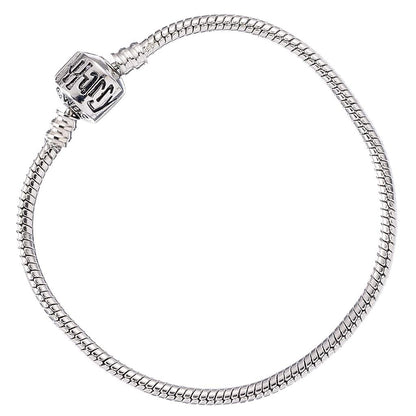 Pulsera Harry Potter de 19 cm, color plateado, de metal, en tarjeta de hornear.