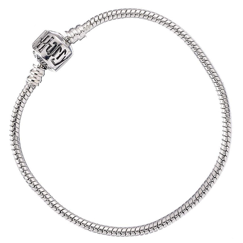 Pulsera Harry Potter de 19 cm, color plateado, de metal, en tarjeta de hornear.