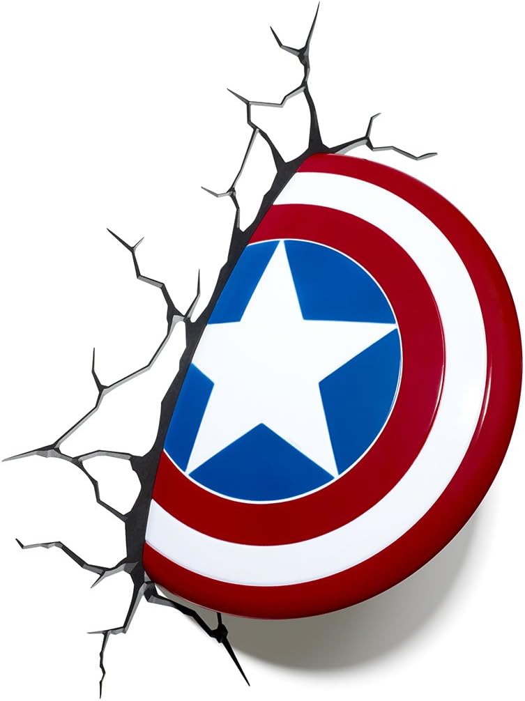 3D Light FX 816733002187 Marvel Captain America Shield 3D Wall Light, Red, White and Blue