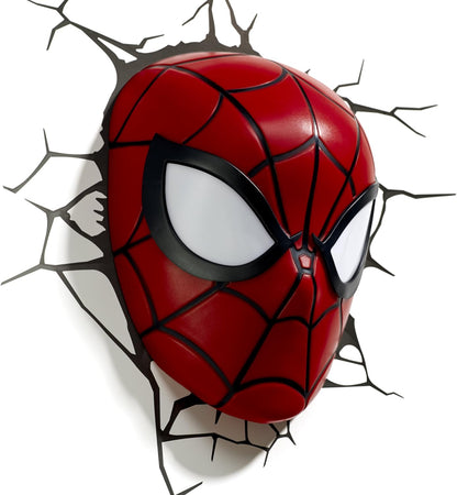 3D Light FX 816733002224 Spiderman Marvel Spider Man Mask 3D Wall Light, Plastic, Red Red Single
