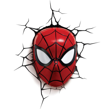 3D Light FX 816733002224 Spiderman Marvel Spider Man Mask 3D Wall Light, Plastic, Red Red Single
