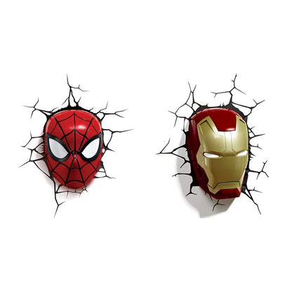 3D Light FX 816733002224 Spiderman Marvel Spider Man Mask 3D Wall Light, Plastic, Red Red Single