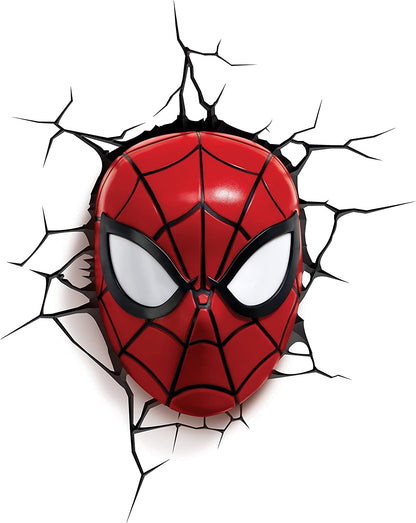 3D Light FX 816733002224 Spiderman Marvel Spider Man Mask 3D Wall Light, Plastic, Red Red Single