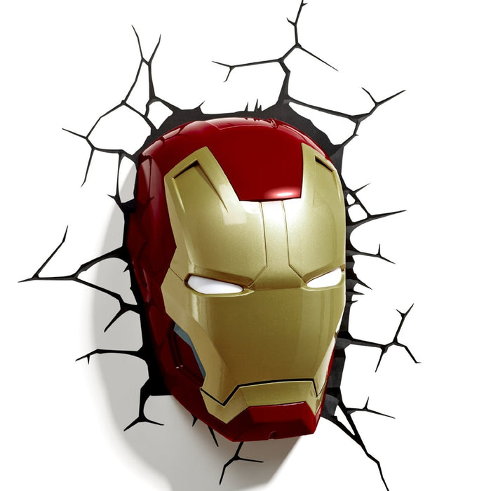 Marvel Iron Man Mask 3D Wall Light, for Not suitable for children under 36 months Red