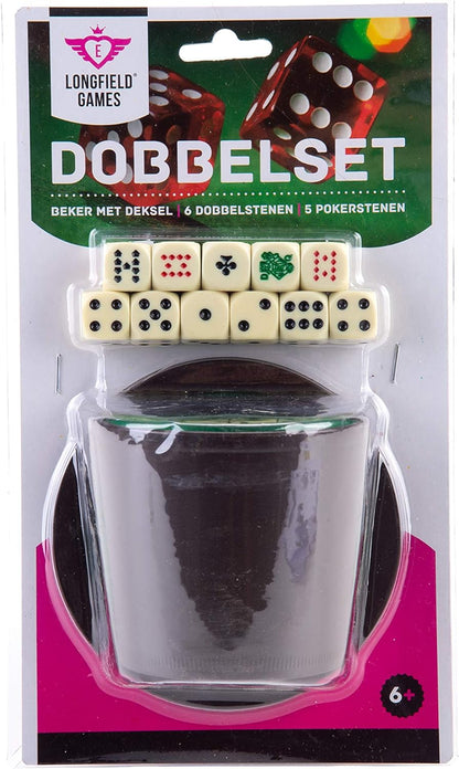 Engelhart Dice Cup Shaker with lid double dices set games 5 dices 18mm for Poker liars + 6 dices