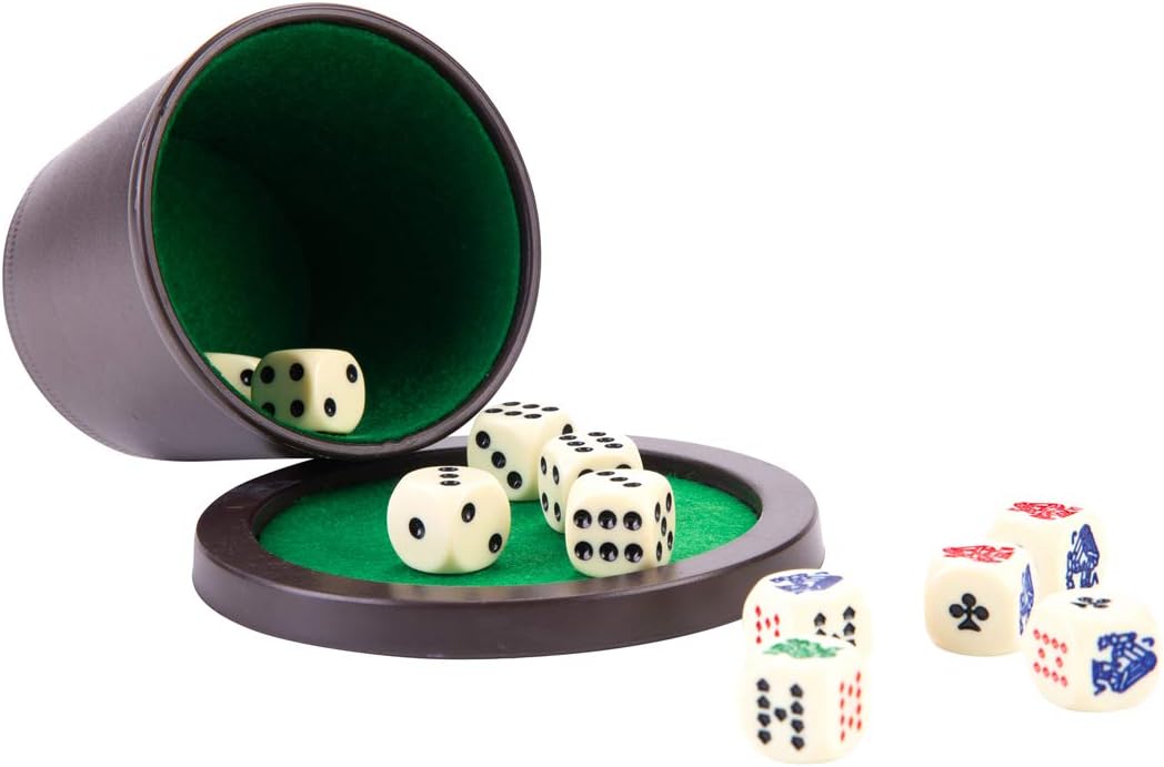 Engelhart Dice Cup Shaker with lid double dices set games 5 dices 18mm for Poker liars + 6 dices