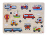 Engelhart - Quality wooden Jigsaw puzzle with button for Toddlers wooden games for kids and baby 2 years and + (vehicle
