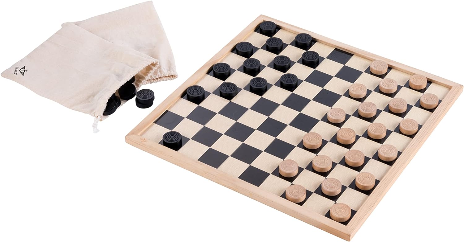 Engelhart - Basic chess and draughts set For beginners and advanced 40 cm 2 canvas bags and figures