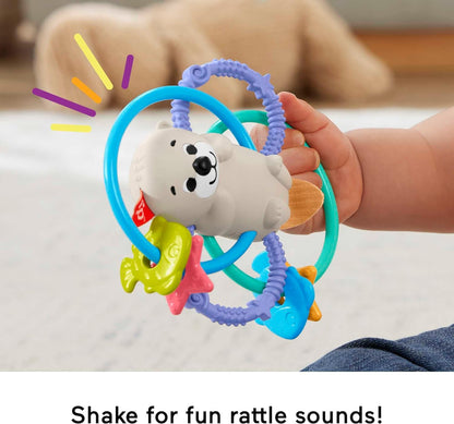 Fisher-Price Baby Rattle and BPA-Free Teething Toy with Flexible Rings for Newborns, Twist & Teethe Otter, HJW12
