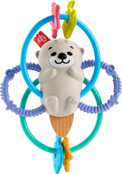 Fisher-Price Baby Rattle and BPA-Free Teething Toy with Flexible Rings for Newborns, Twist & Teethe Otter, HJW12