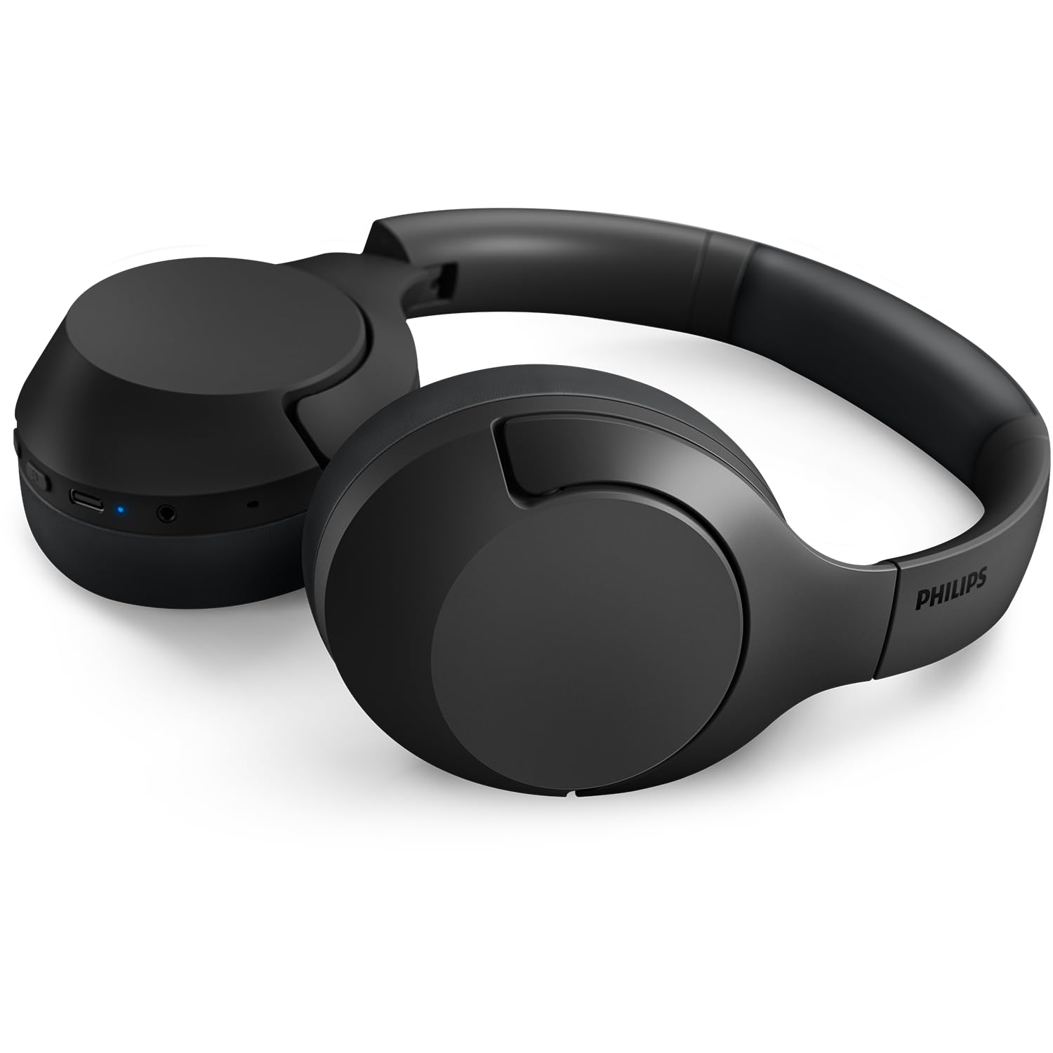 PHILIPS Audio TAH8506BK Over-Ear Wireless Active Noise Cancelling Pro Headphones | Offer Bluetooth 2 Device Multipoint Connectivity | Slim & Flat Folding Design | Deep Bass | 60 Hours Playtime