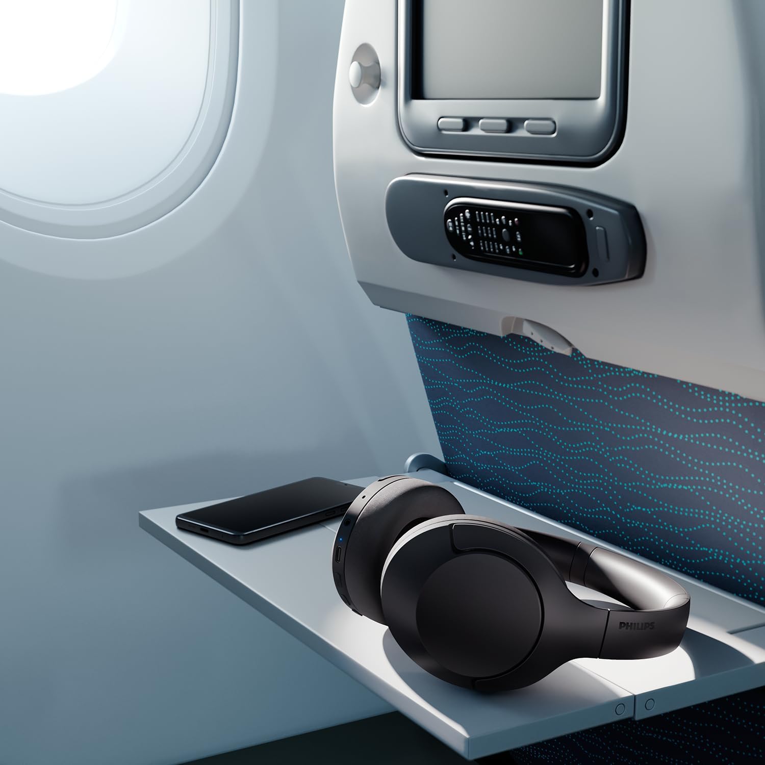 PHILIPS Audio TAH8506BK Over-Ear Wireless Active Noise Cancelling Pro Headphones | Offer Bluetooth 2 Device Multipoint Connectivity | Slim & Flat Folding Design | Deep Bass | 60 Hours Playtime