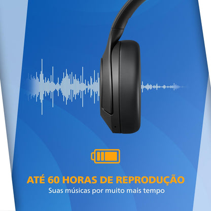 PHILIPS Audio TAH8506BK Over-Ear Wireless Active Noise Cancelling Pro Headphones | Offer Bluetooth 2 Device Multipoint Connectivity | Slim & Flat Folding Design | Deep Bass | 60 Hours Playtime