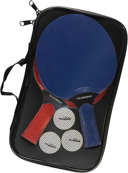 HUDORA Set de Tenis de Mesa para torneos/Partidos - Palas y Pelotas de Tenis de Mesa - con Bolsa - para Principiantes y Profesionales en Interiores y Exteriores