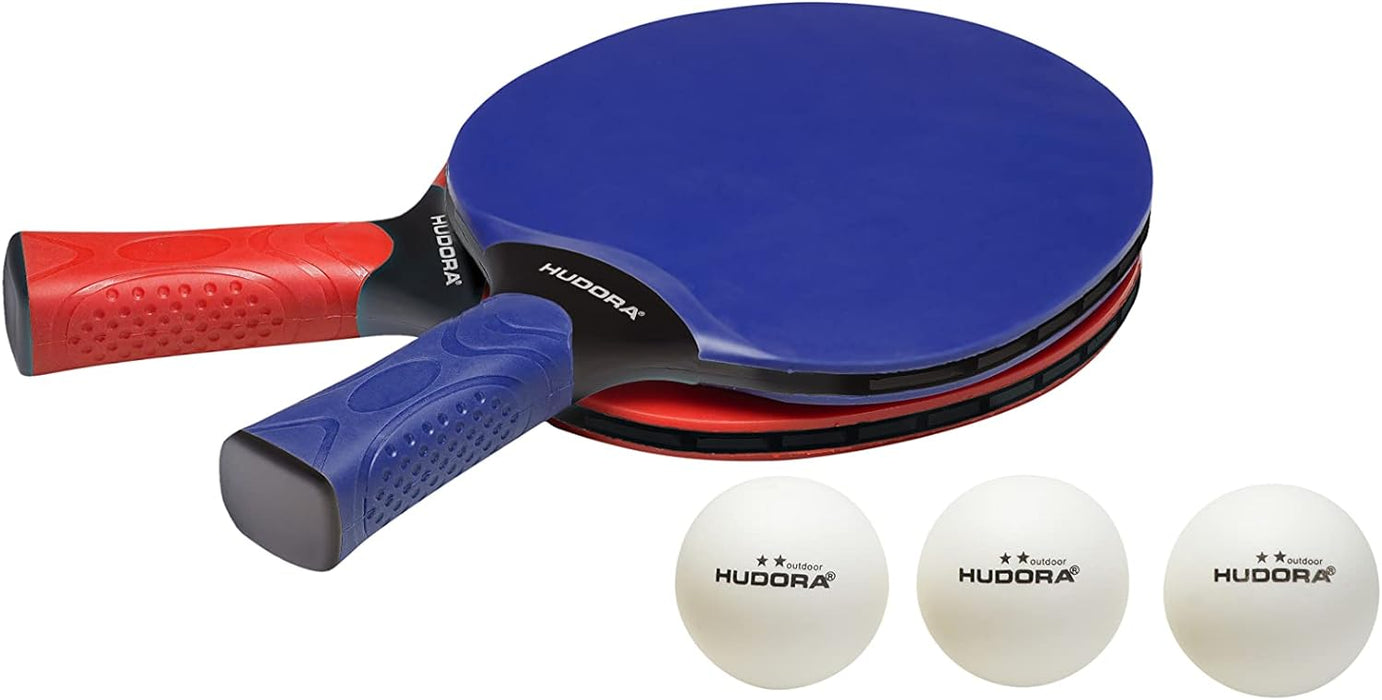 HUDORA Set de Tenis de Mesa para torneos/Partidos - Palas y Pelotas de Tenis de Mesa - con Bolsa - para Principiantes y Profesionales en Interiores y Exteriores
