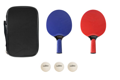 HUDORA Set de Tenis de Mesa para torneos/Partidos - Palas y Pelotas de Tenis de Mesa - con Bolsa - para Principiantes y Profesionales en Interiores y Exteriores