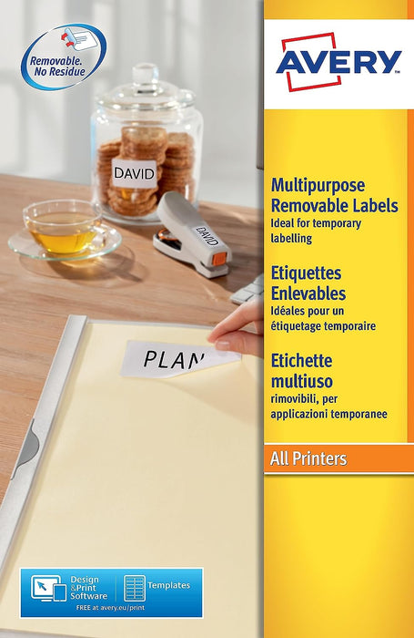 Avery L4730REV-25 Self-Adhesive Removable Labels, 270 Labels per A4 Sheet, white, 17,8 x 10 mm