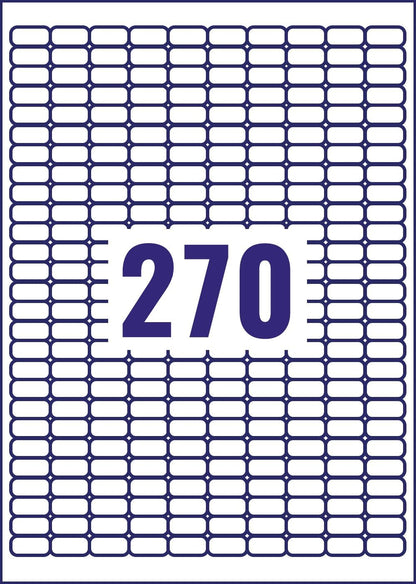 Avery L4730REV-25 Self-Adhesive Removable Labels, 270 Labels per A4 Sheet, white, 17,8 x 10 mm
