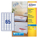 Avery J8651-100 - Paquete de 6500 etiquetas de dirección (38.1 x 21.2 mm), blanco