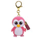 TY - Anello Porta Chiavi Mini Boos Clips - Pinguino - Glider - Rosa e Bianco - Con nappa magenta - Il portachiavi alla moda ispirato ai famosi peluche con gli occhi grandi scintillanti - 10 Cm - 25072