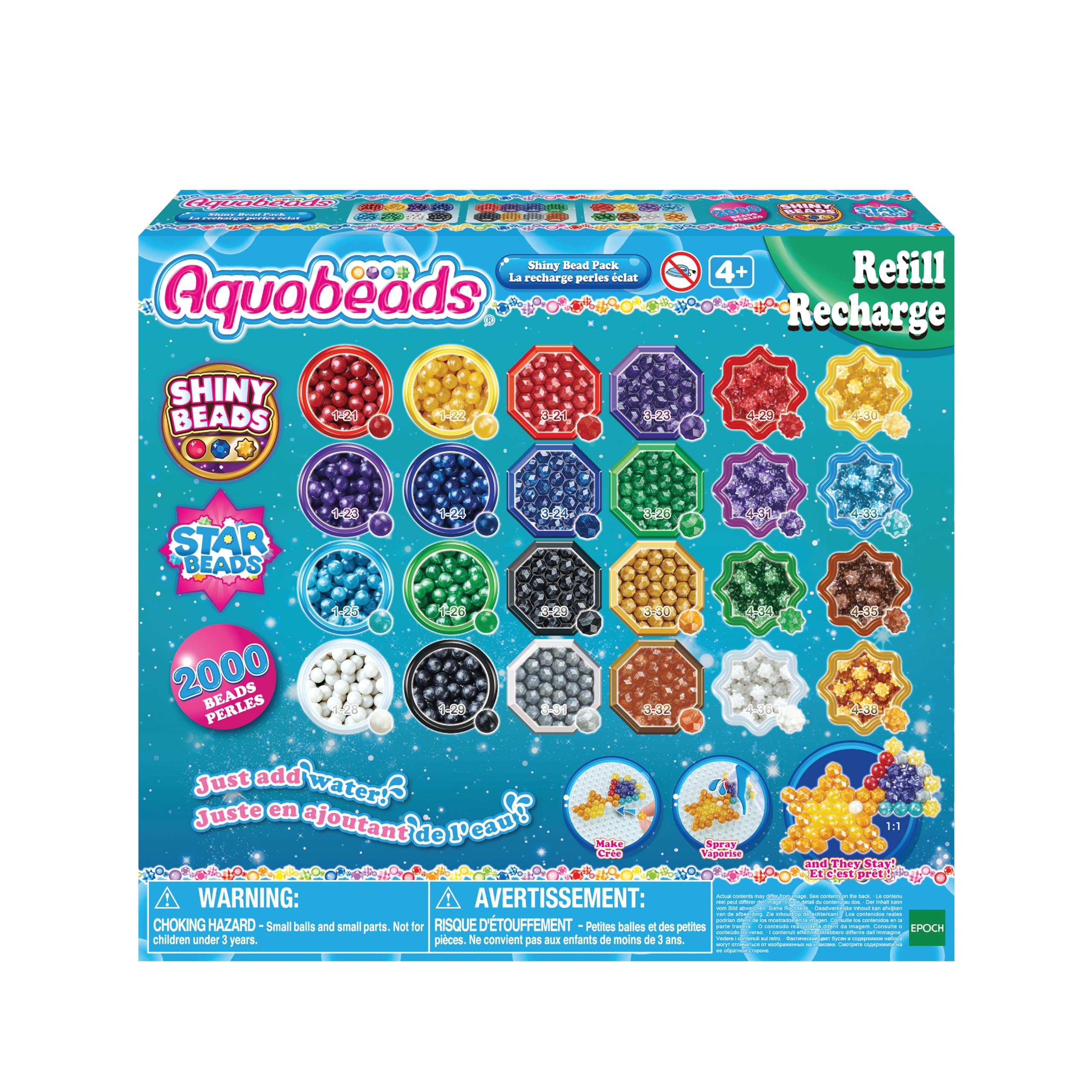 Aquabeads Shiny Bead Pack, Multicolour, Art & Craft Bead kit 31995