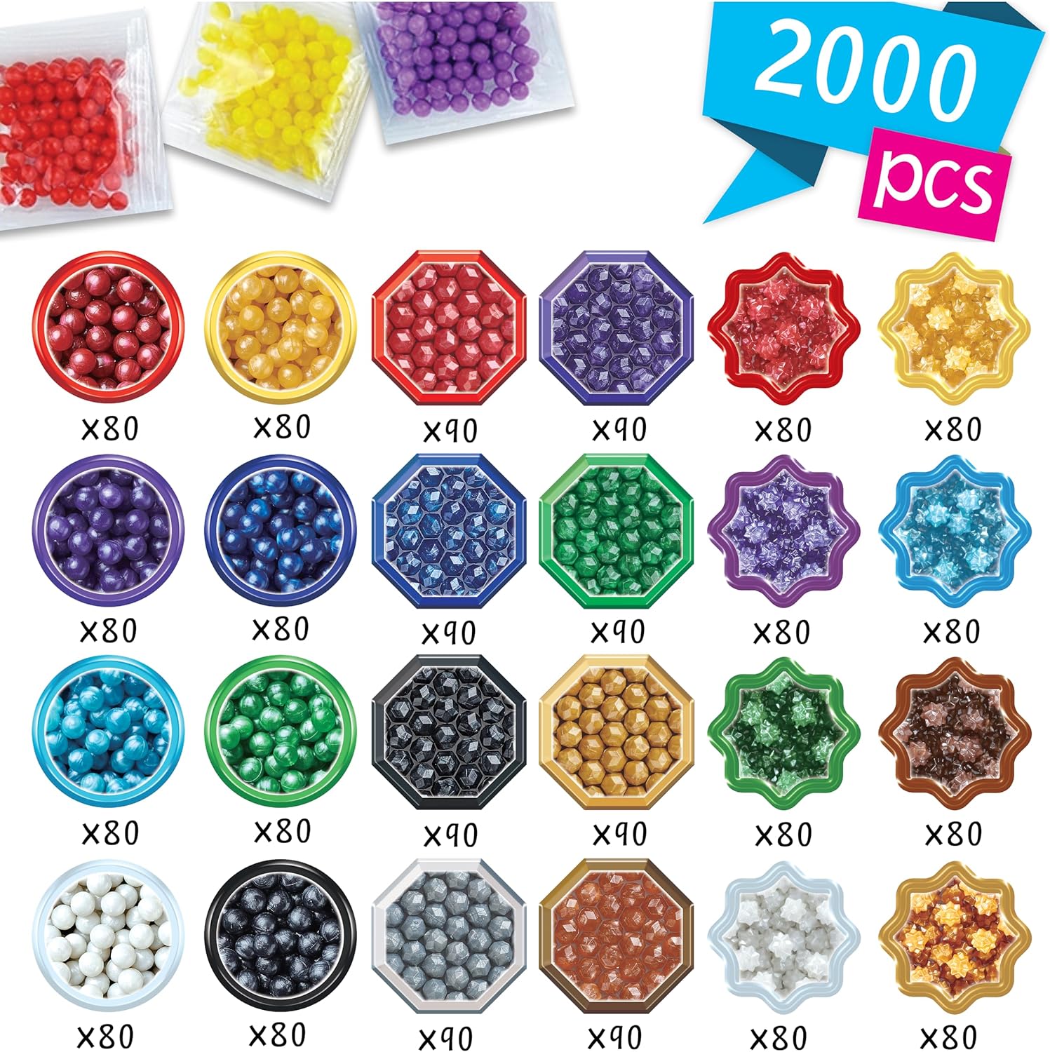 Aquabeads Shiny Bead Pack, Multicolour, Art & Craft Bead kit 31995