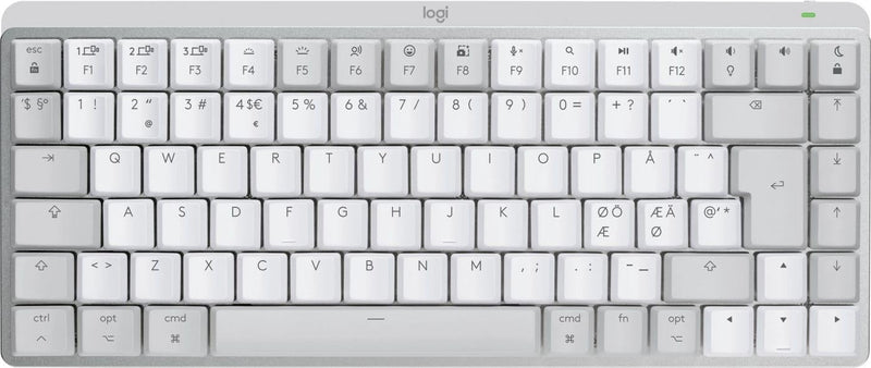 Logitech MX Mechanical Mini voor Mac, draadloos verlicht toetsenbord, low-profile prestatieknoppen, tactiele stille toetsen, achtergrondverlichting, BT, USB-C, Apple, iPad, Pan Nordic QWERTY - Pale