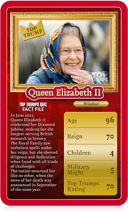 Top Trumps Kings and Queens Classics Card Game English Edition, discover facts on 30 of your favourite Kings and Queens including Queen Elizabeth II and Charles I, family game for 2+ players aged 8+