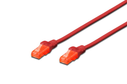 DIGITUS CAT 6 U-UTP Patch Cable, 1m, Network LAN DSL Ethernet Cable, PVC, CCA, AWG 26/7, Red Patch cable - U-UTP - PVC - CCA Cat-6 - 1 m Red