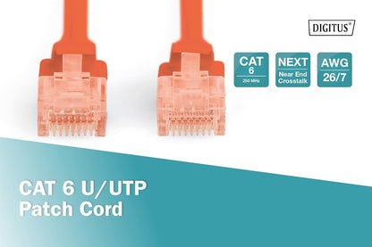 DIGITUS CAT 6 U-UTP Patch Cable, 1m, Network LAN DSL Ethernet Cable, PVC, CCA, AWG 26/7, Red Patch cable - U-UTP - PVC - CCA Cat-6 - 1 m Red