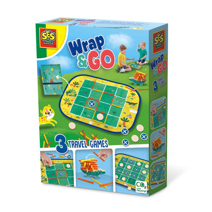 SES Creative- Crocodile Wrap&Go Juegos para Viajar - Cuatro en Raya - Puntos y líneas - Cocodrilo de Carga (02235)
