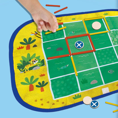 SES Creative- Crocodile Wrap&Go Juegos para Viajar - Cuatro en Raya - Puntos y líneas - Cocodrilo de Carga (02235)
