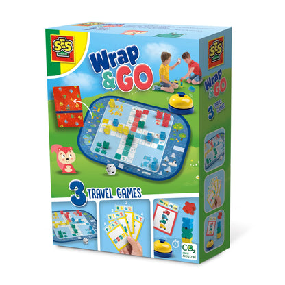 SES Creative-& Go-Ludo-quartett-rasende Wrap&Go Viajar-Parchís-El Juego de Las familias-Bloques de Velocidad (02236