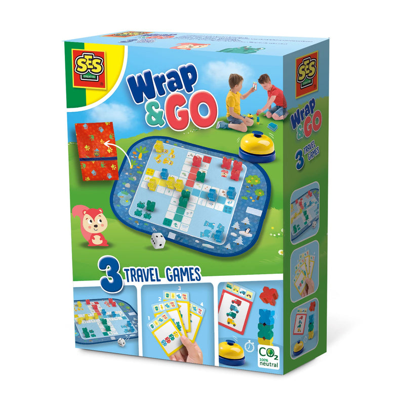 SES Creative-& Go-Ludo-quartett-rasende Wrap&Go Viajar-Parchís-El Juego de Las familias-Bloques de Velocidad (02236