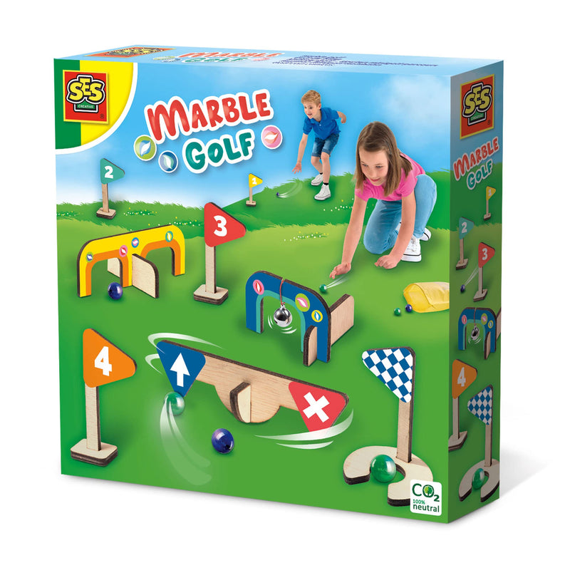 SES Creative- Golf con canicas - Campo de minigolf de Madera (02302