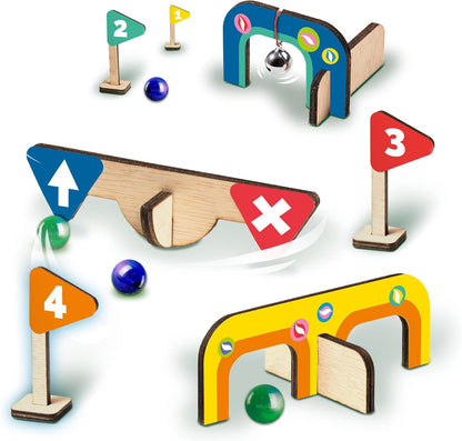 SES Creative- Golf con canicas - Campo de minigolf de Madera (02302