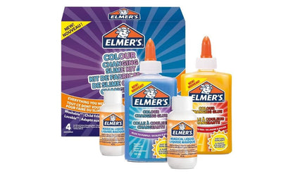 Elmer’s Colour Changing Slime Kit | Slime Supplies Include Colour Changing Glue & Magical Liquid Slime Activator | Activates with UV Light | Washable & Kid Friendly | 4 Count