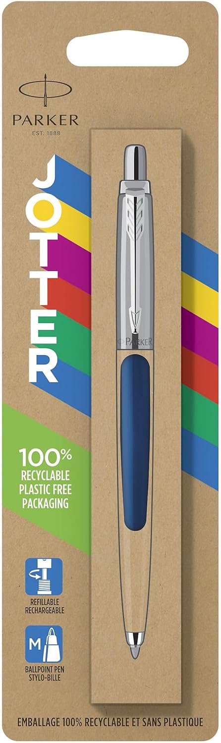 PARKER Jotter Originals - Blue Navy Ballpoint Pen with Chrome trims - medium Point - Blister